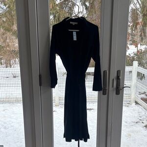 LOFT petite Classic Black Long Sleeve Dress size petite large midi length